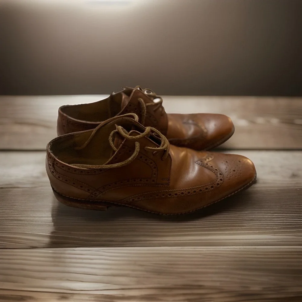 Cole Haan Grand Leather‎ Wingtip Oxford Shoes. Cognac Brown. Men's 10 M